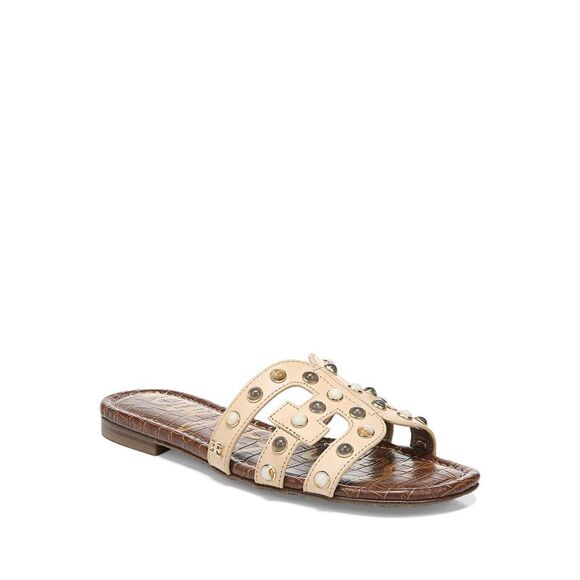 NWT SAM EDELMAN Womens Beige Croc With Rocks Bay 15   Leather Sandals 8.5 M - Picture 1 of 2
